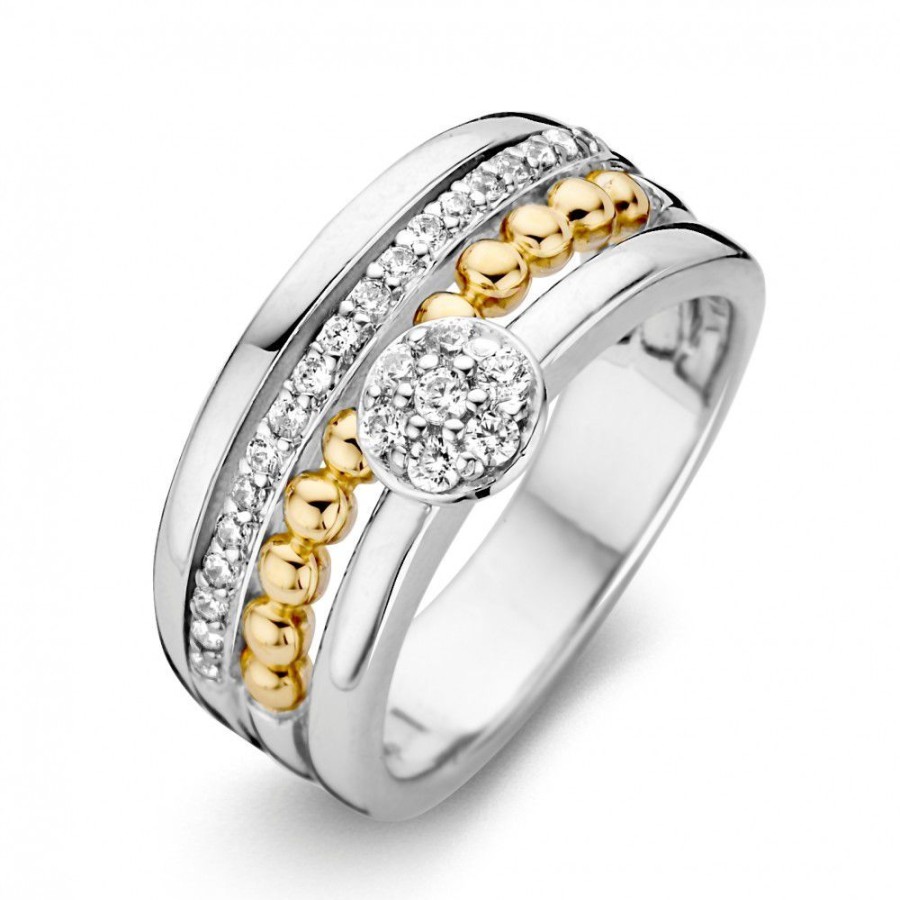 Ringen Excellent Jewelry | Ring Zilver/Goud Zirkonia