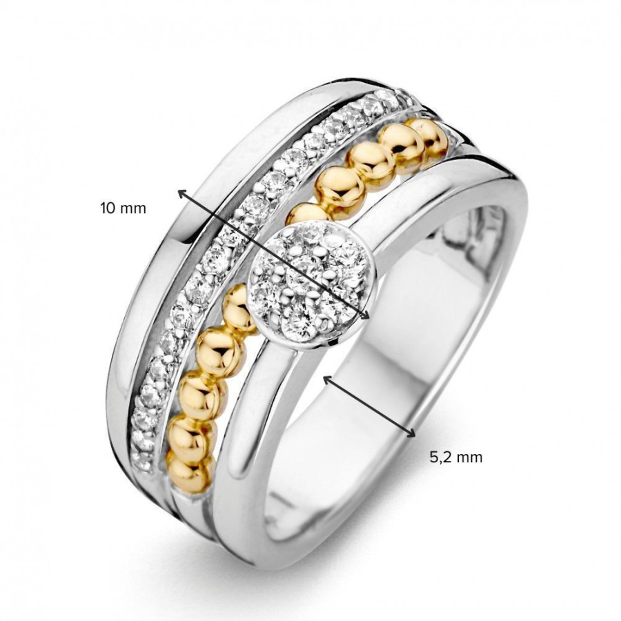 Ringen Excellent Jewelry | Ring Zilver/Goud Zirkonia