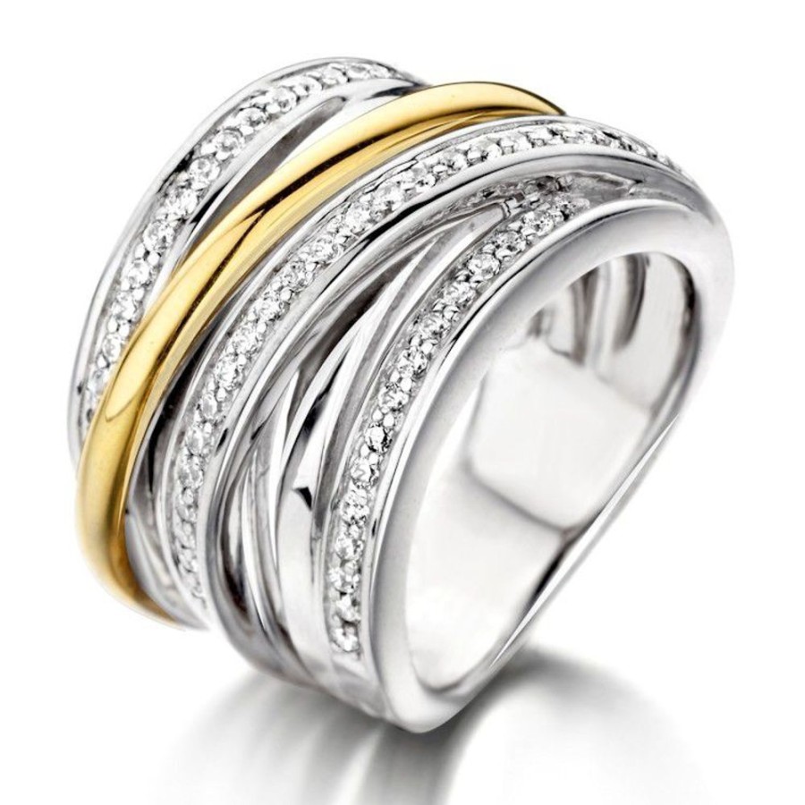 Ringen Excellent Jewelry | Ring Zilver/Goud Zirkonia