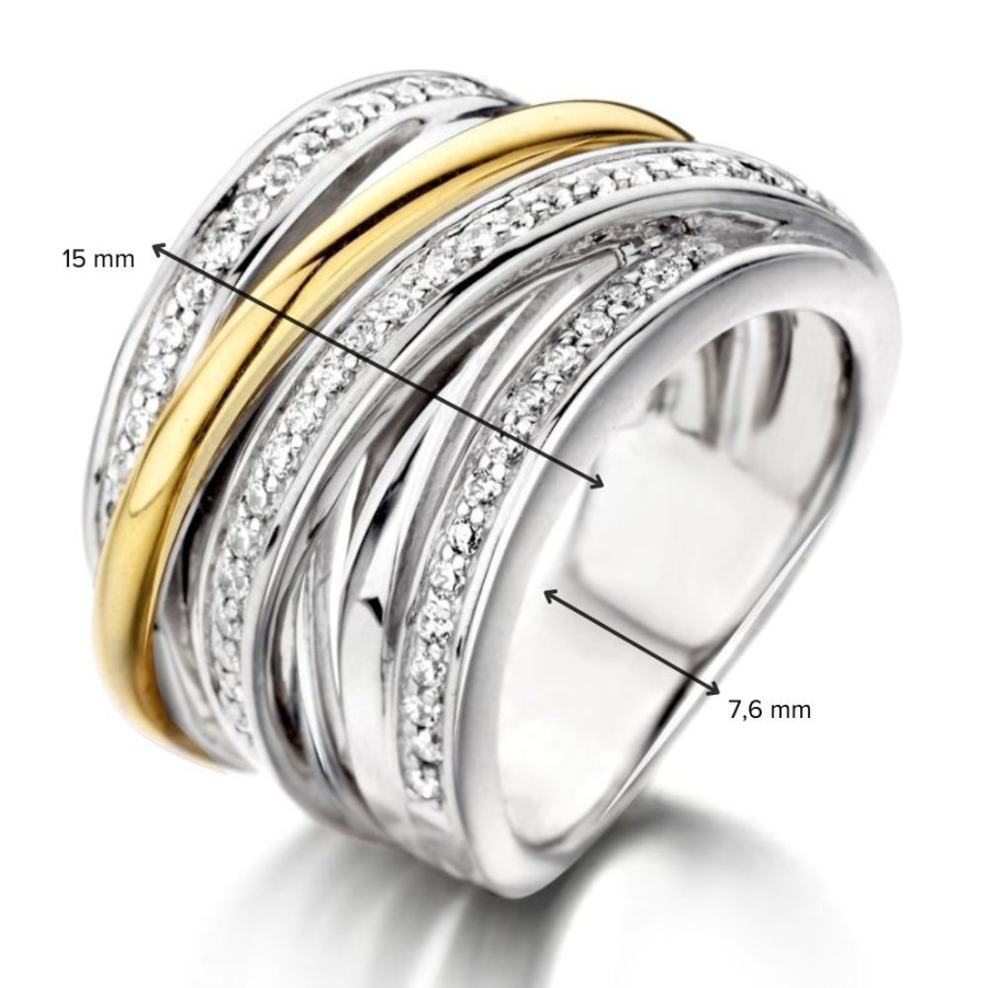 Ringen Excellent Jewelry | Ring Zilver/Goud Zirkonia