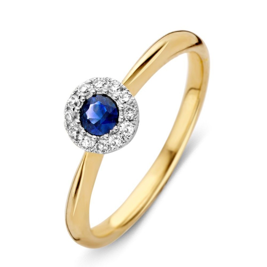 Ringen Excellent Jewelry | Ring Bicolor Briljant + Saffier