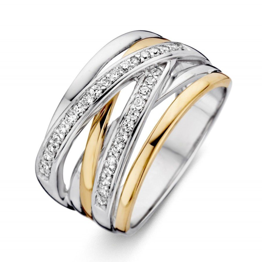 Ringen Excellent Jewelry | Ring Zilver/Goud Zirkonia