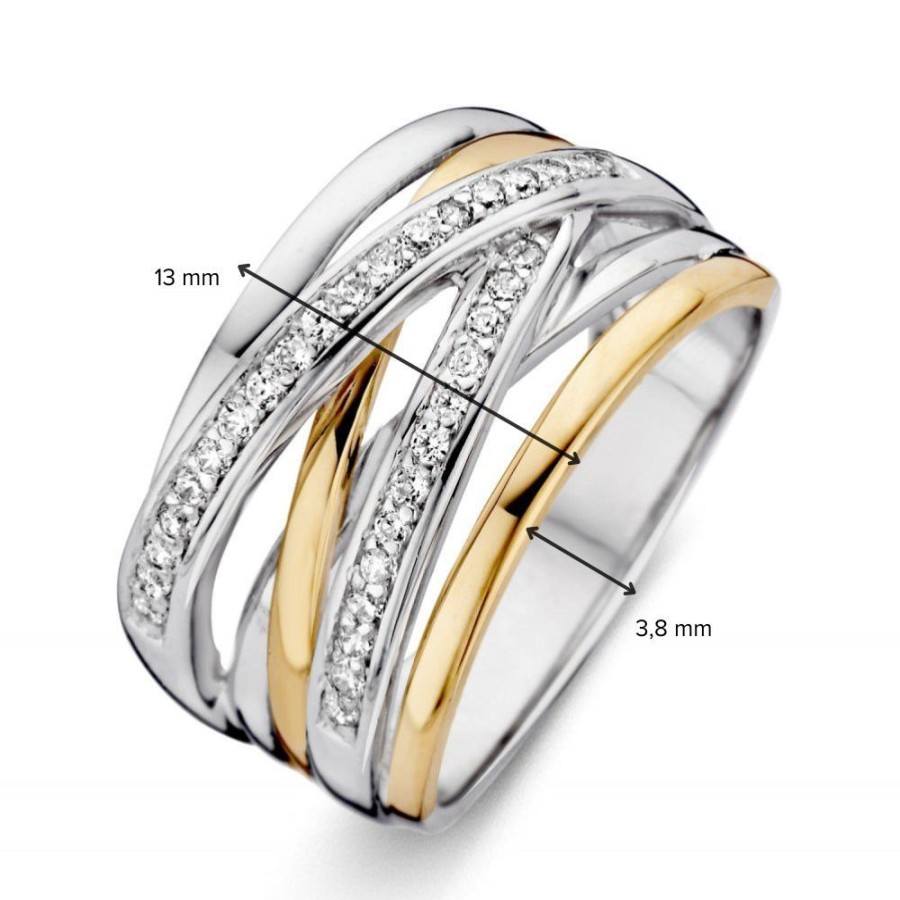 Ringen Excellent Jewelry | Ring Zilver/Goud Zirkonia