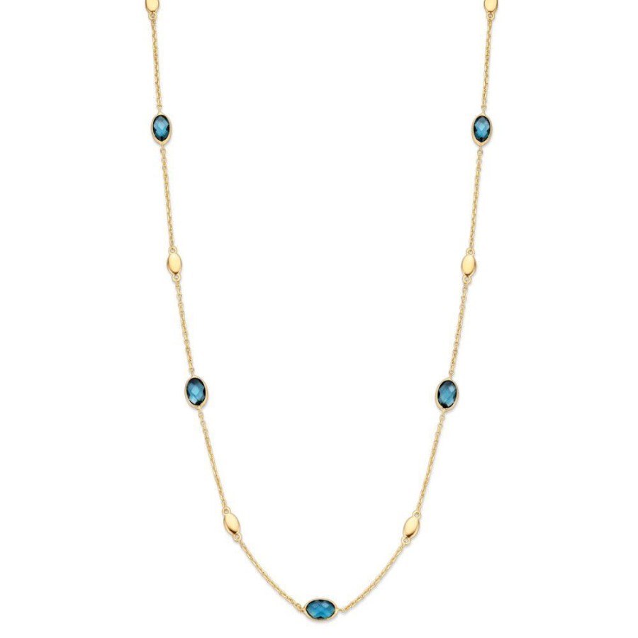 Colliers Excellent Jewelry | Collier Geelgoud London Blue Topaas 45Cm