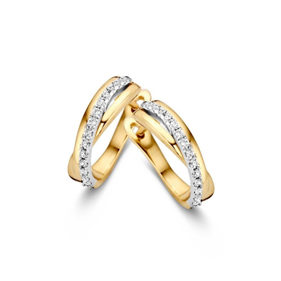 Oorbellen Excellent Jewelry | Oorringen Bicolor Zirkonia