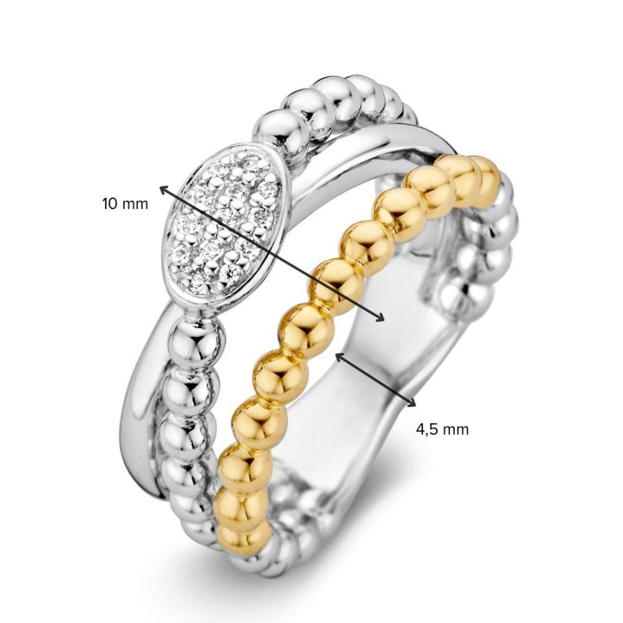 Ringen Excellent Jewelry | Ring Zilver/Goud Zirkonia