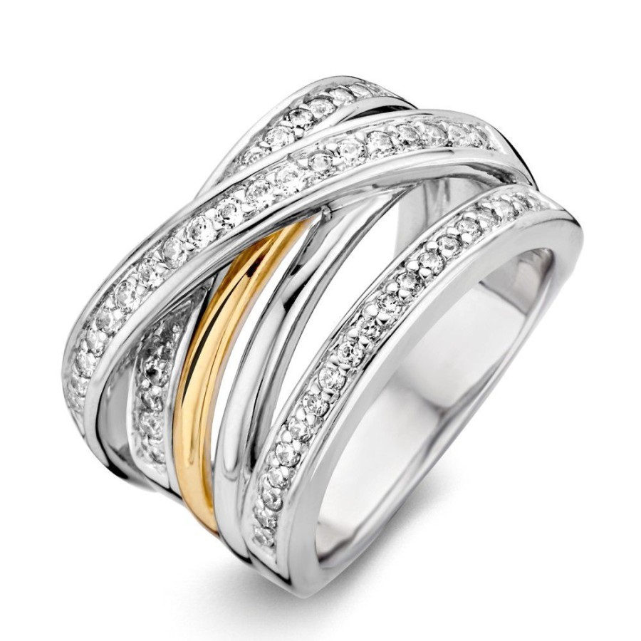 Ringen Excellent Jewelry | Ring Zilver/Goud Zirkonia