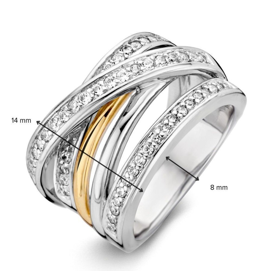 Ringen Excellent Jewelry | Ring Zilver/Goud Zirkonia