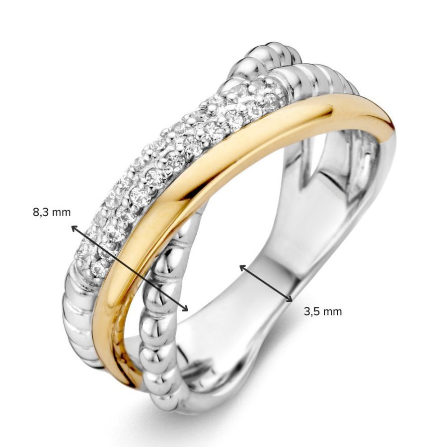 Ringen Excellent Jewelry | Ring Zilver/Goud Zirkonia