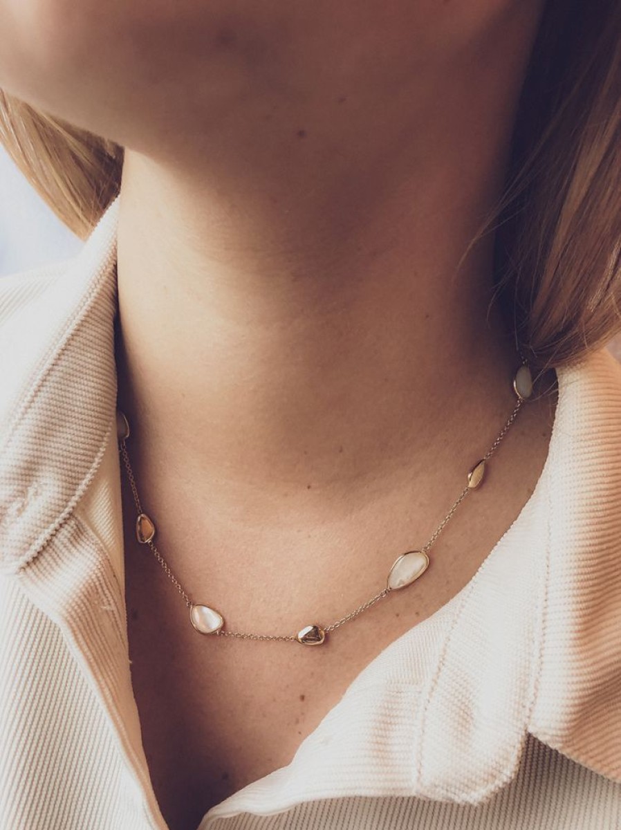 Colliers Excellent Jewelry | Collier Geelgoud Parelmoer