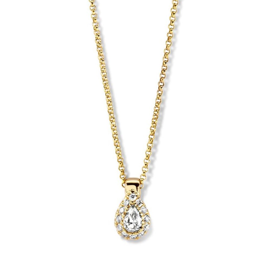 Colliers Excellent Jewelry | Collier Geelgoud Briljant 0,24 Crt.