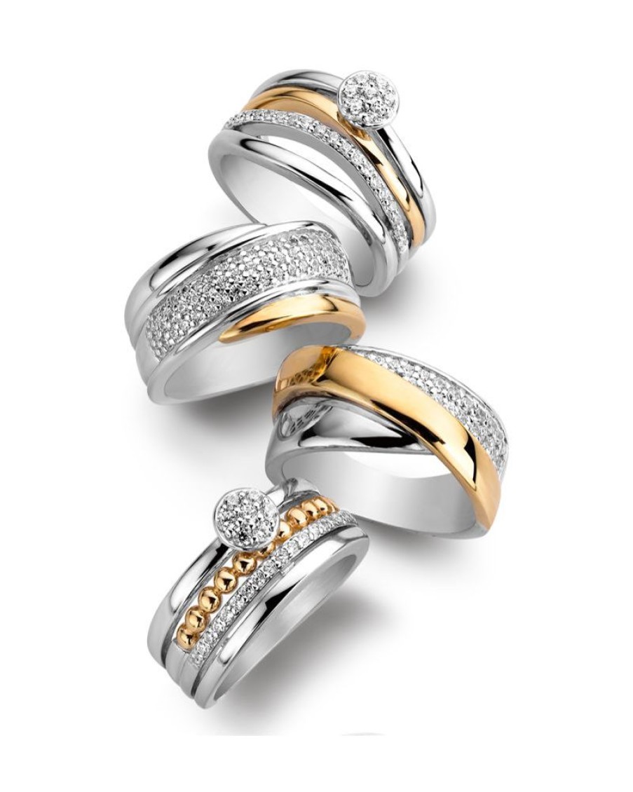 Ringen Excellent Jewelry | Ring Zilver/Goud Zirkonia