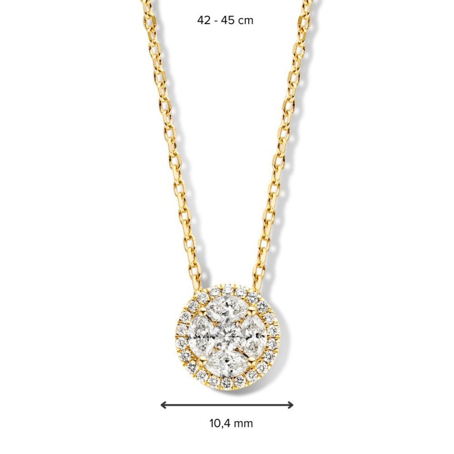 Colliers Excellent Jewelry | Collier Geelgoud Briljant 0,80 Crt.