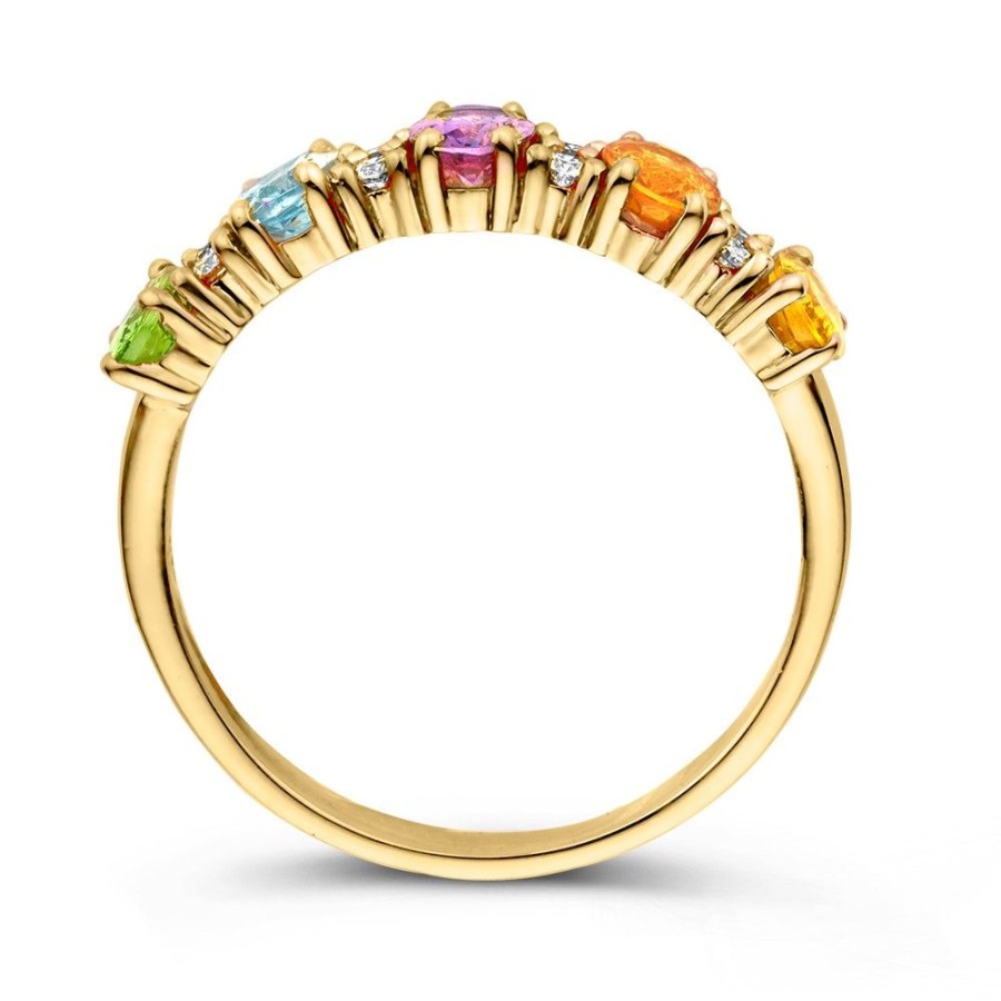 Ringen Excellent Jewelry | Ring 18Krt Geelgoud Briljant + Multicolor