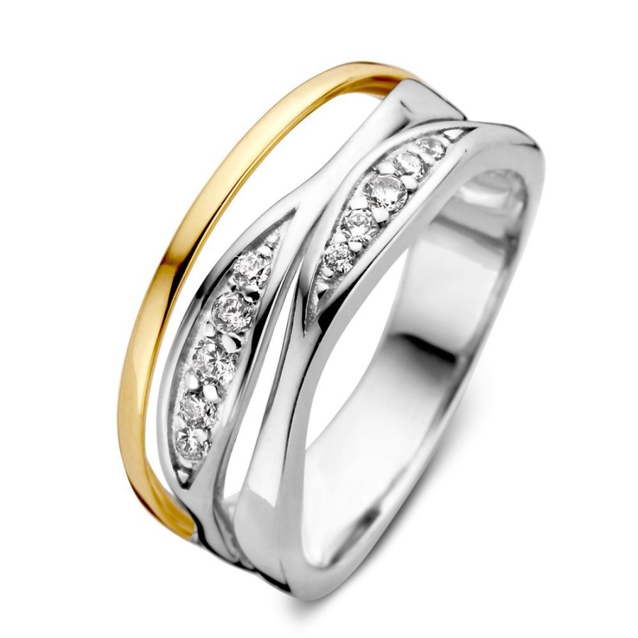 Ringen Excellent Jewelry | Ring Zilver/Goud Zirkonia