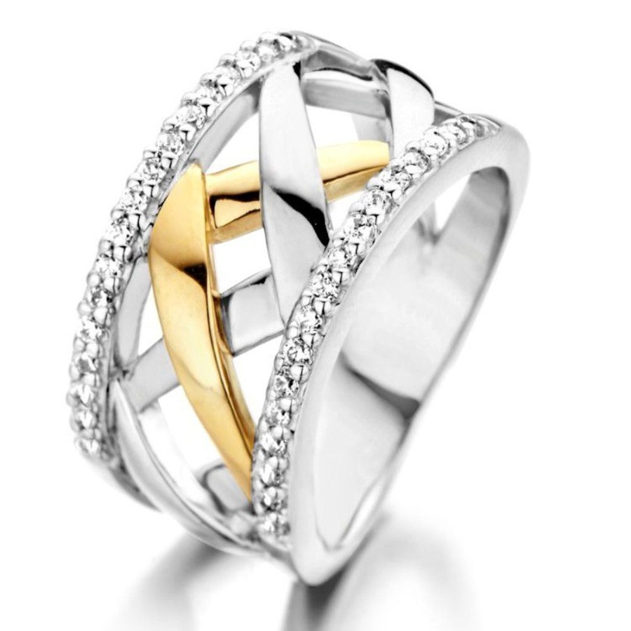 Ringen Excellent Jewelry | Ring Zilver/Goud Zirkonia