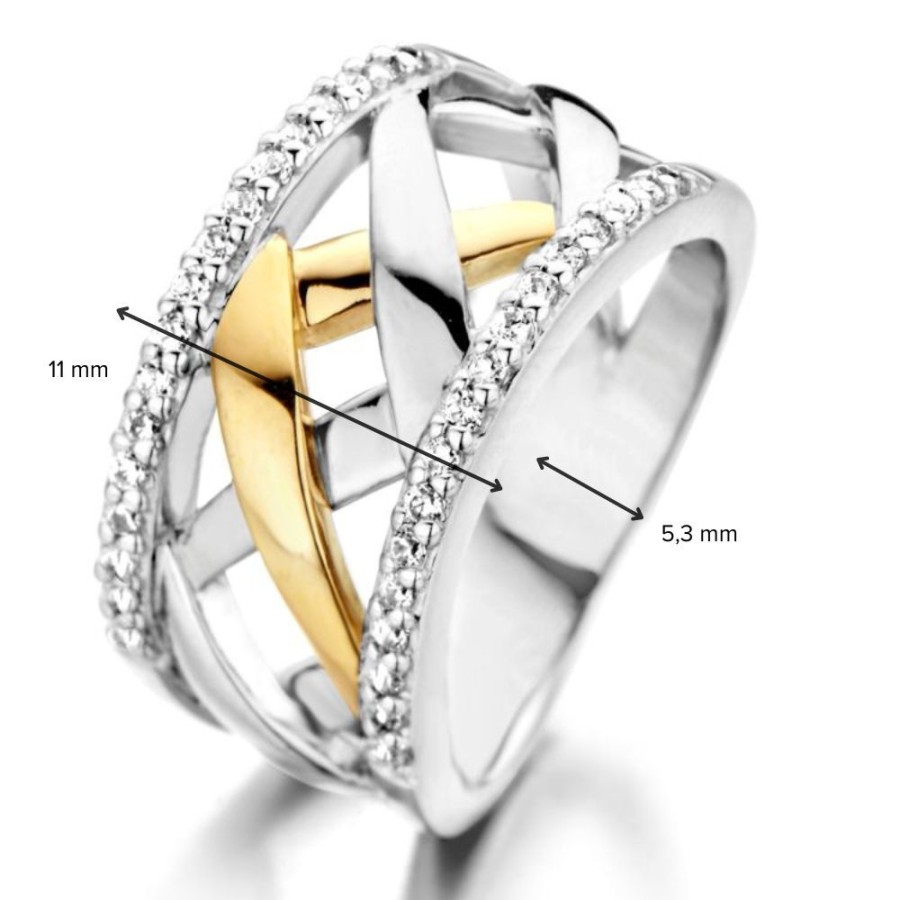 Ringen Excellent Jewelry | Ring Zilver/Goud Zirkonia