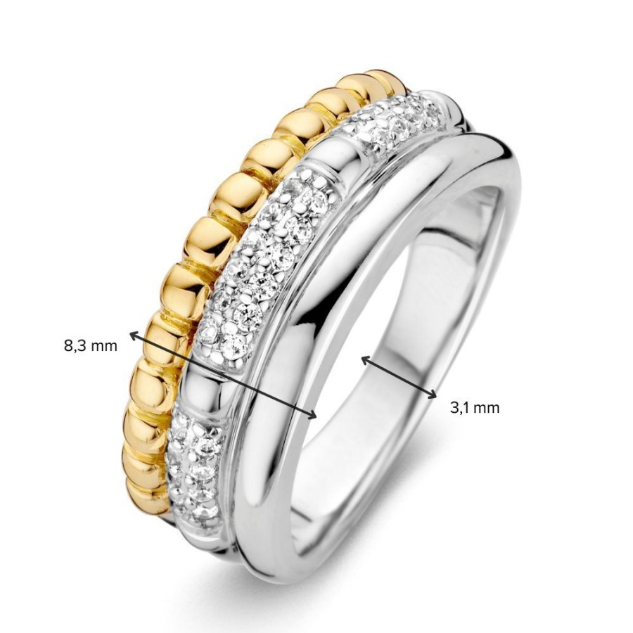 Ringen Excellent Jewelry | Ring Zilver/Goud Zirkonia