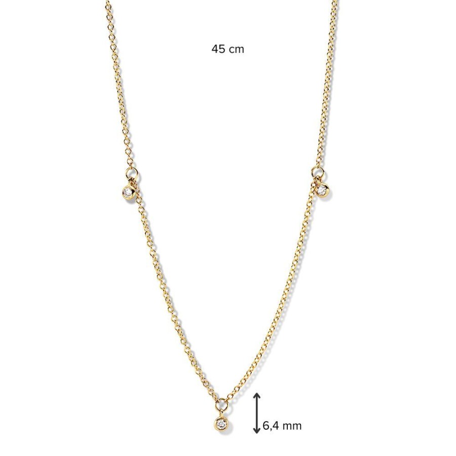 Colliers Excellent Jewelry | Collier Geelgoud Briljant 0,12 Crt.