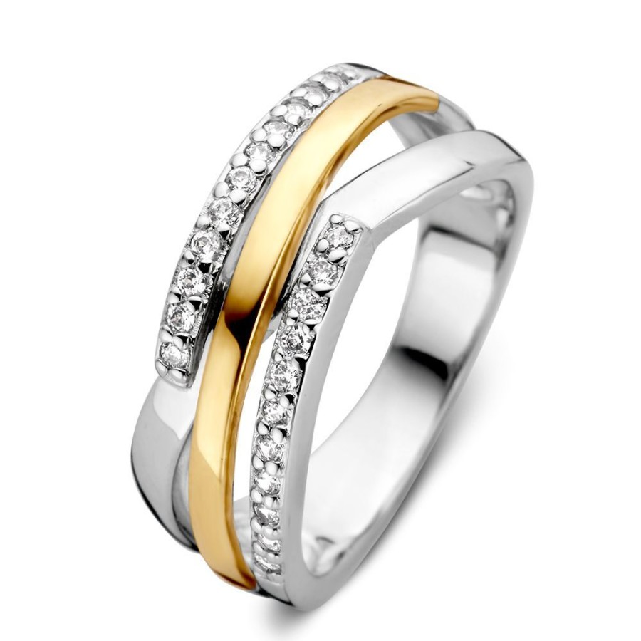 Ringen Excellent Jewelry | Ring Zilver/Goud Zirkonia