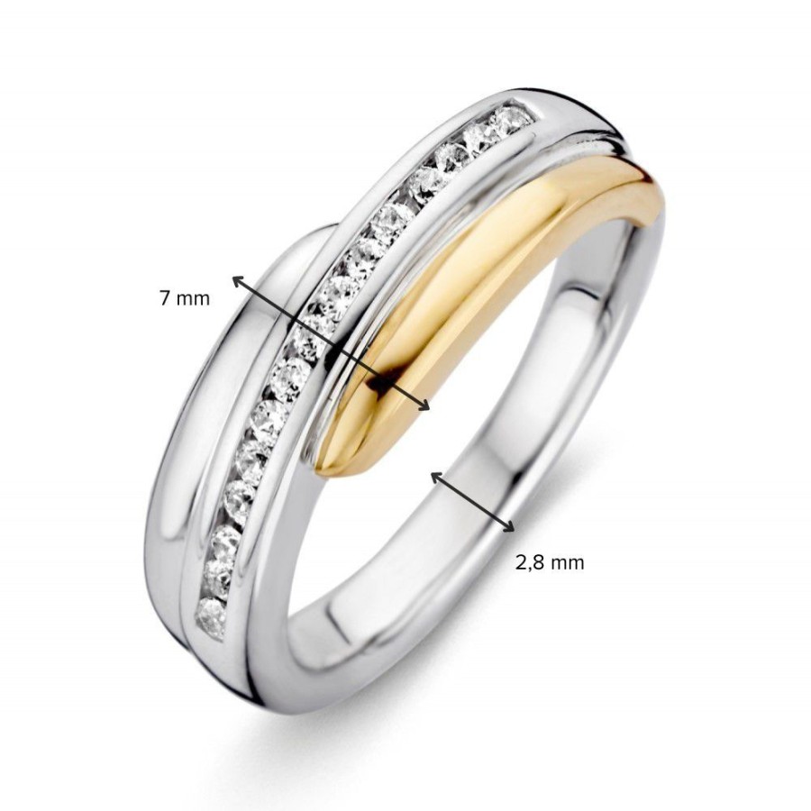 Ringen Excellent Jewelry | Ring Zilver/Goud Zirkonia