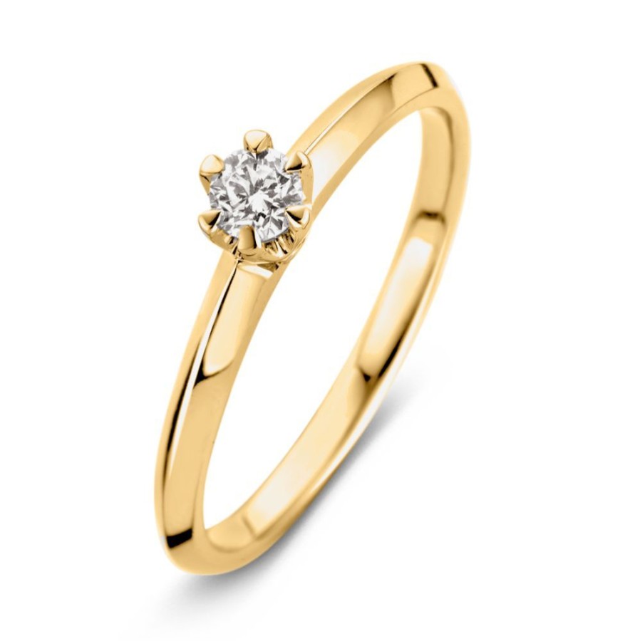 Ringen Excellent Jewelry | Ring Geelgoud Briljant 0.19 Crt.