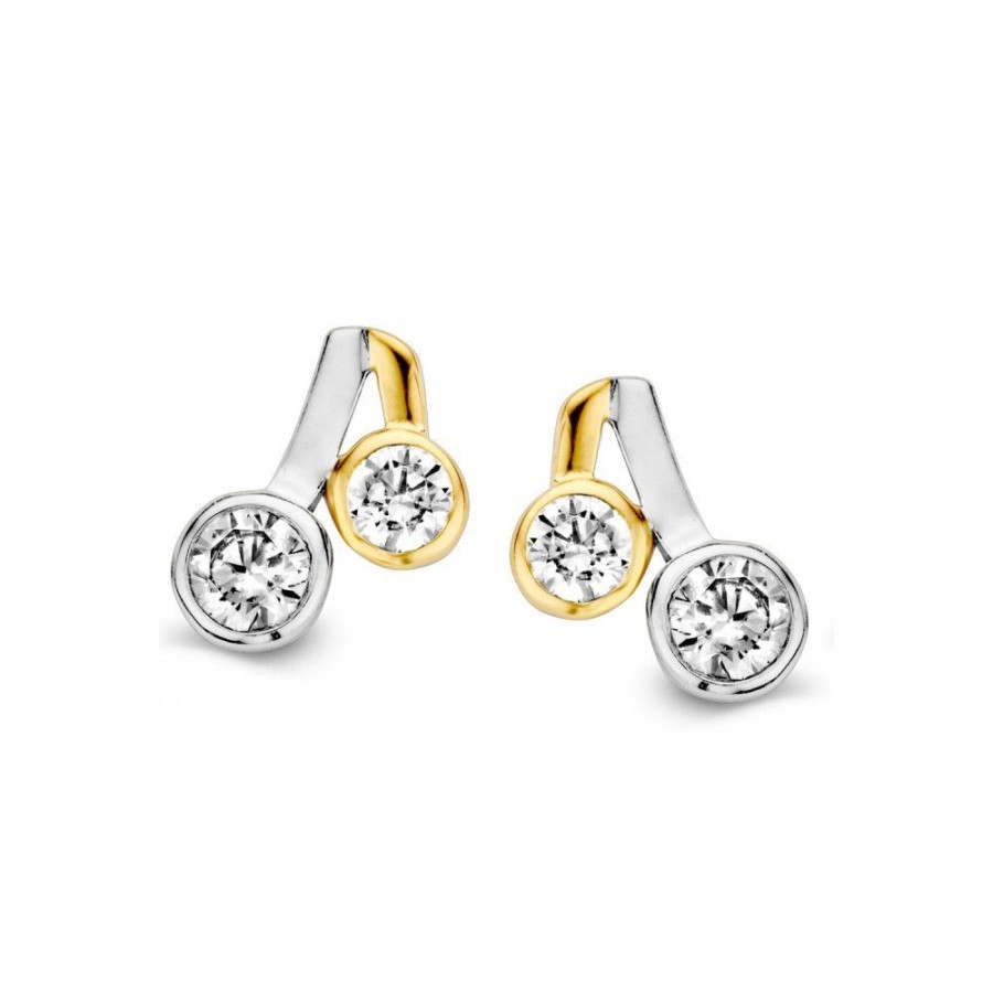 Oorbellen Excellent Jewelry | Oorstekers Bicolor Zirkonia