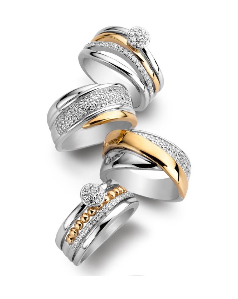 Ringen Excellent Jewelry | Ring Zilver/Goud Zirkonia