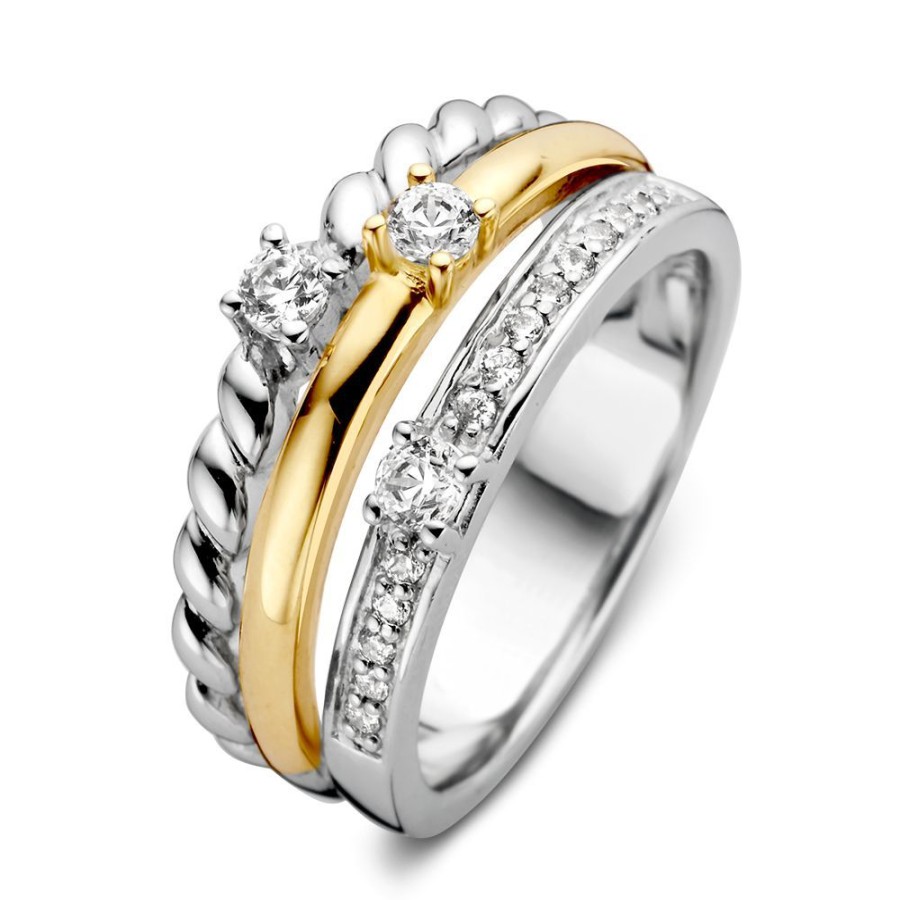 Ringen Excellent Jewelry | Ring Zilver/Goud Zirkonia