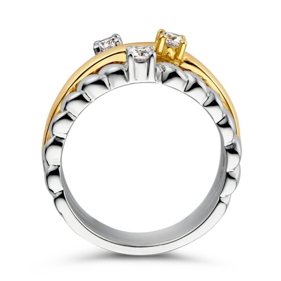 Ringen Excellent Jewelry | Ring Zilver/Goud Zirkonia