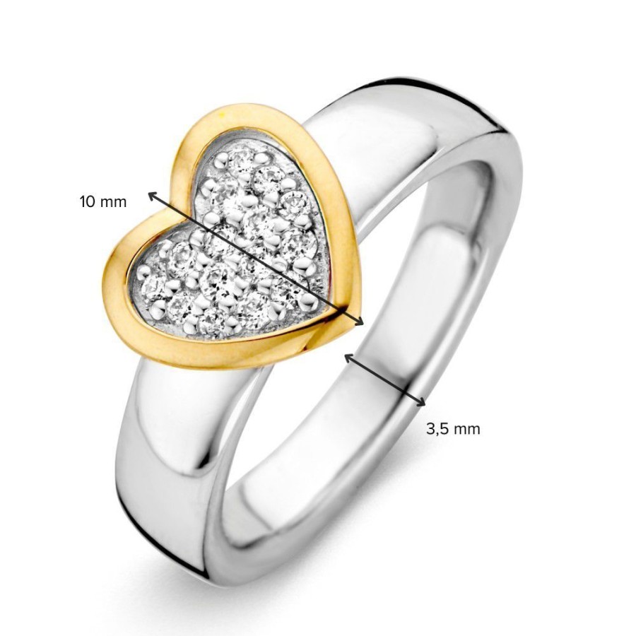 Ringen Excellent Jewelry | Ring Zilver/Goud Zirkonia