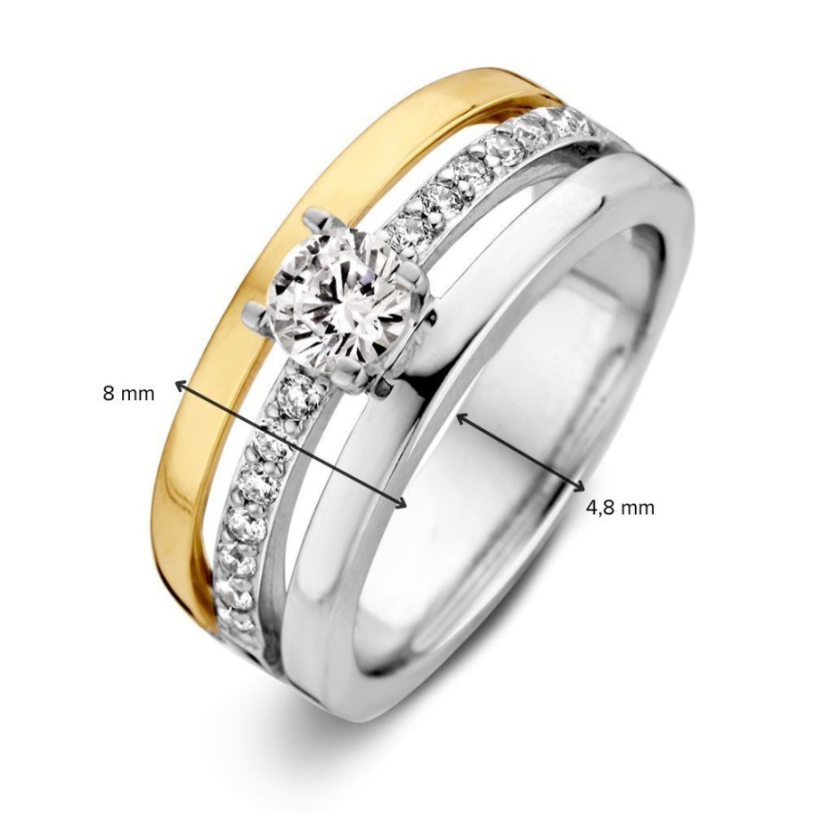 Ringen Excellent Jewelry | Ring Zilver/Goud Zirkonia