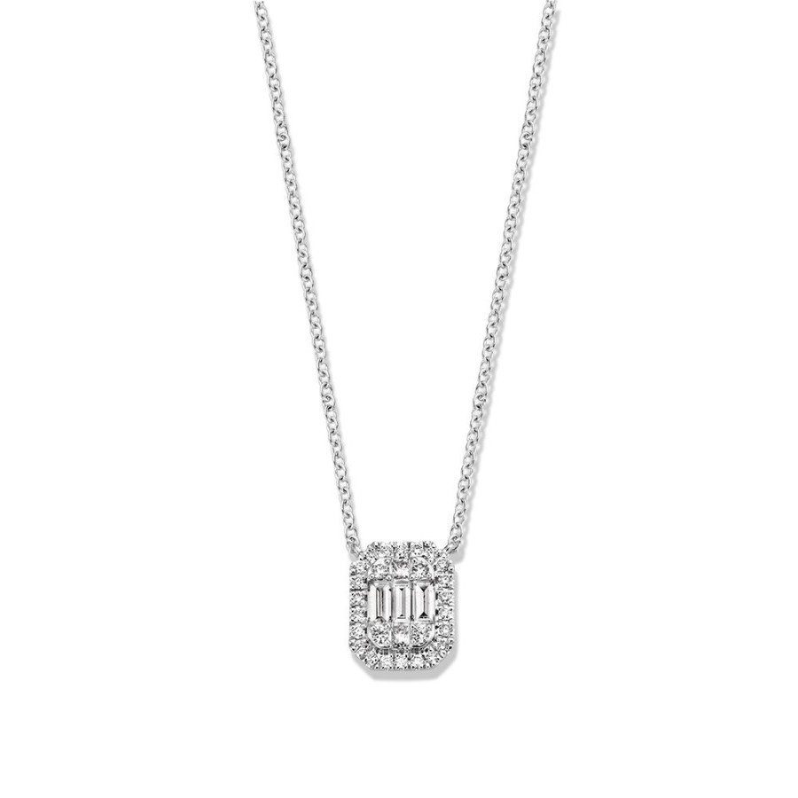 Colliers Excellent Jewelry | Collier Witgoud Diamant 0,40 Crt.