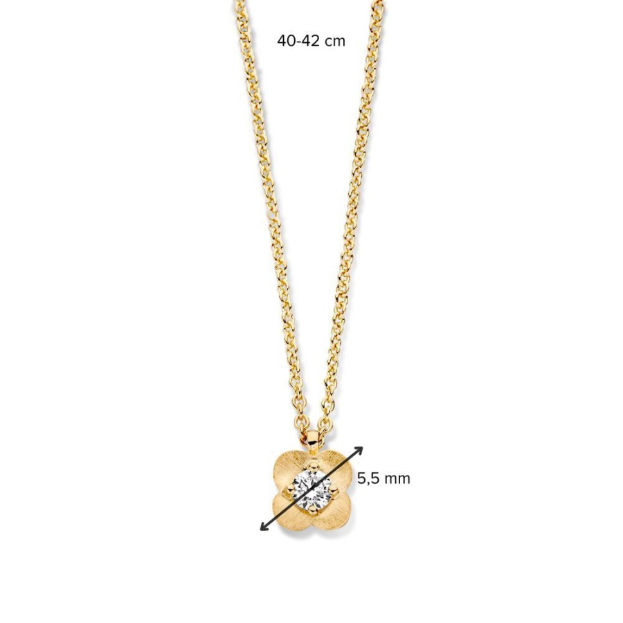 Colliers Excellent Jewelry | Collier Geelgoud Briljant 0,07 Crt.