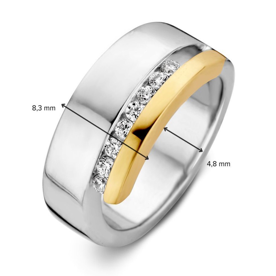 Ringen Excellent Jewelry | Ring Zilver/Goud Zirkonia