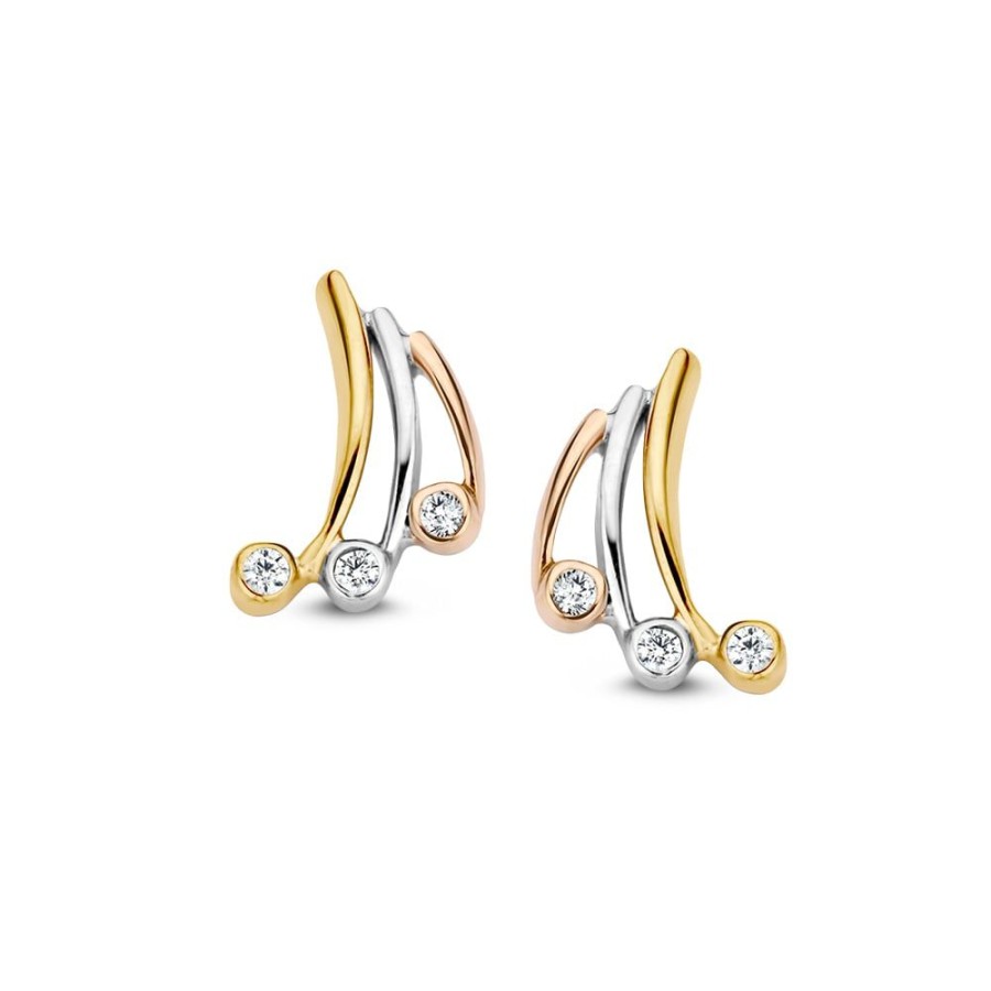 Oorbellen Excellent Jewelry | Oorstekers Tricolor Zirkonia