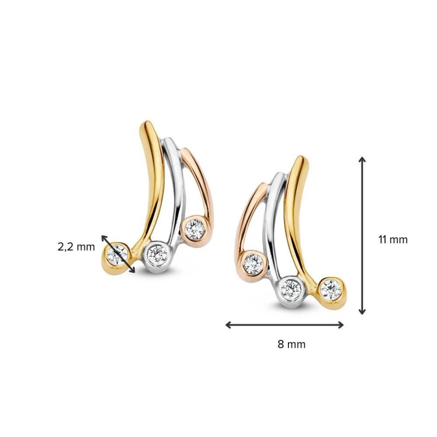 Oorbellen Excellent Jewelry | Oorstekers Tricolor Zirkonia