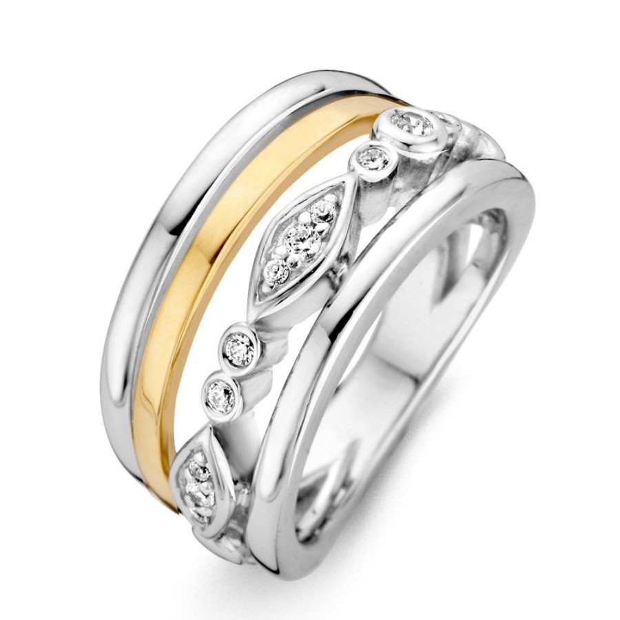 Ringen Excellent Jewelry | Ring Zilver/Goud Zirkonia