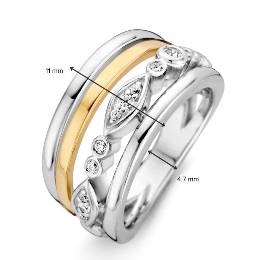 Ringen Excellent Jewelry | Ring Zilver/Goud Zirkonia