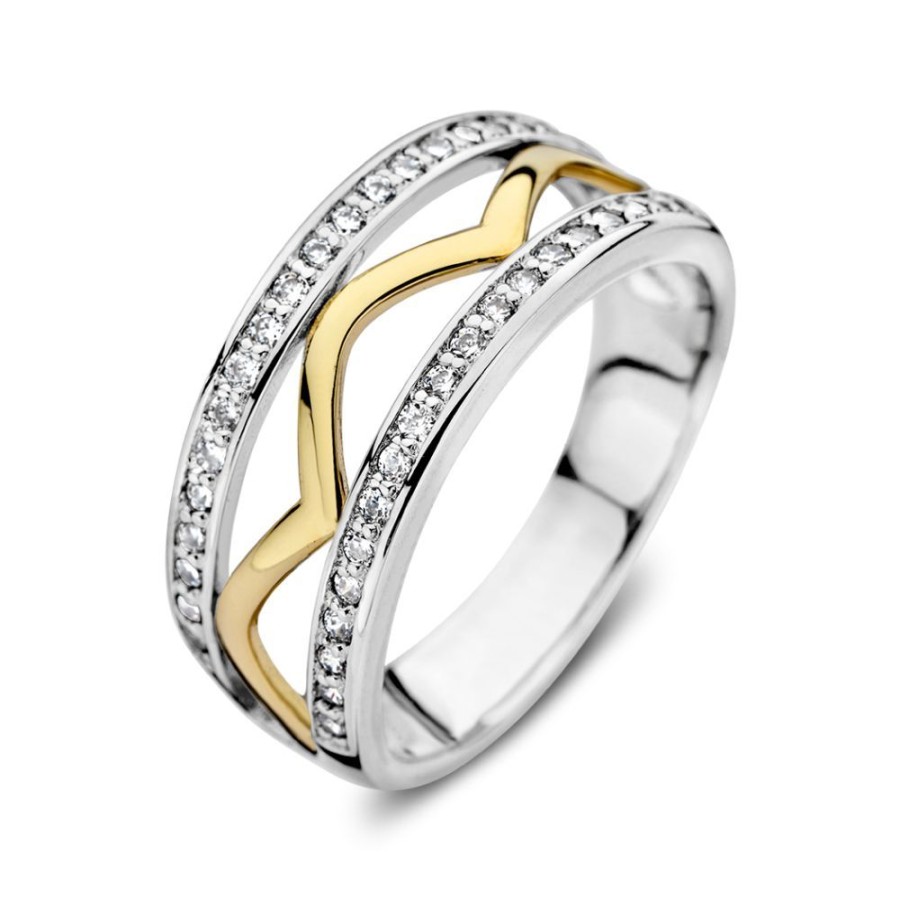 Ringen Excellent Jewelry | Ring Zilver/Goud Zirkonia