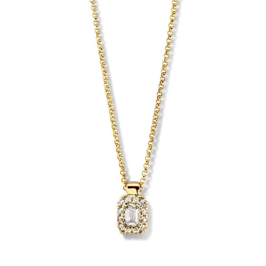 Colliers Excellent Jewelry | Collier Geelgoud Briljant 0,24 Crt.