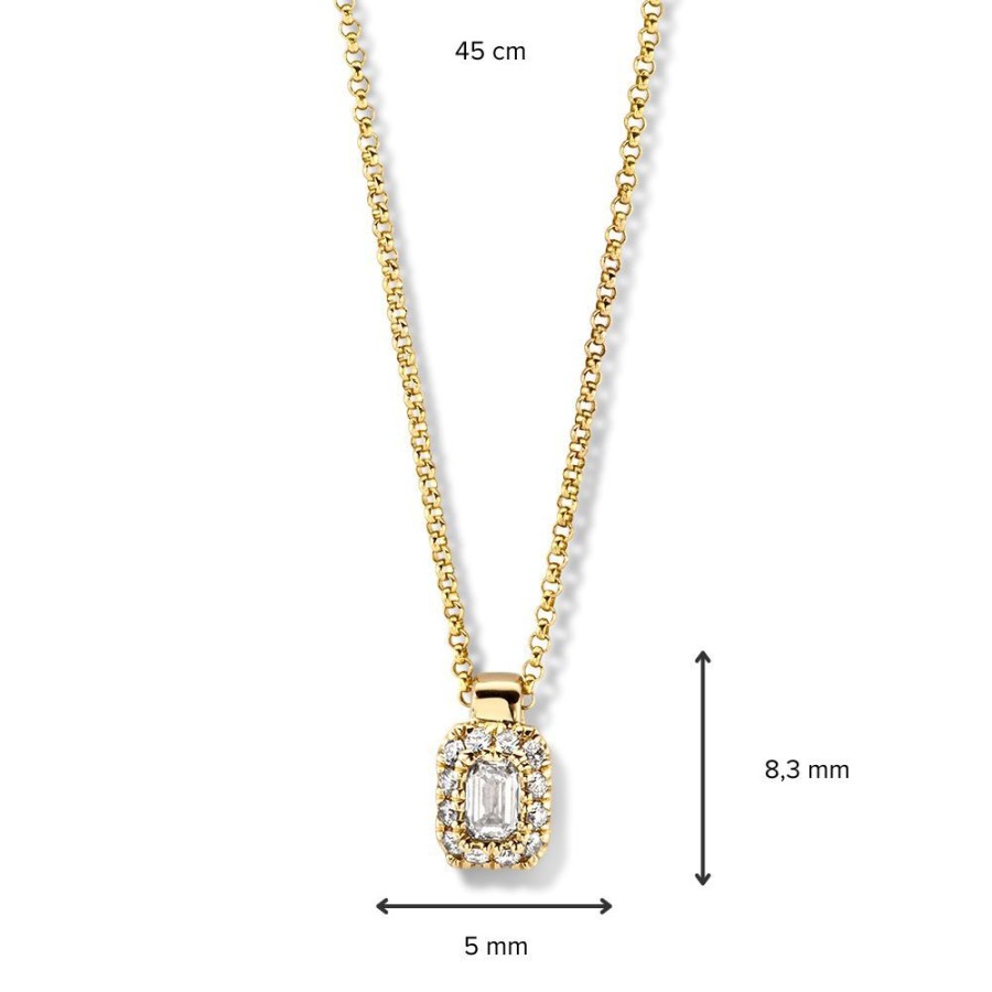 Colliers Excellent Jewelry | Collier Geelgoud Briljant 0,24 Crt.