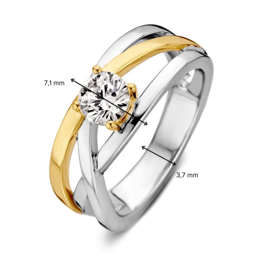 Ringen Excellent Jewelry | Ring Zilver/Goud Zirkonia