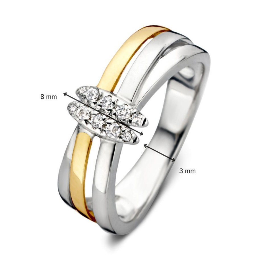 Ringen Excellent Jewelry | Ring Zilver/Goud Zirkonia