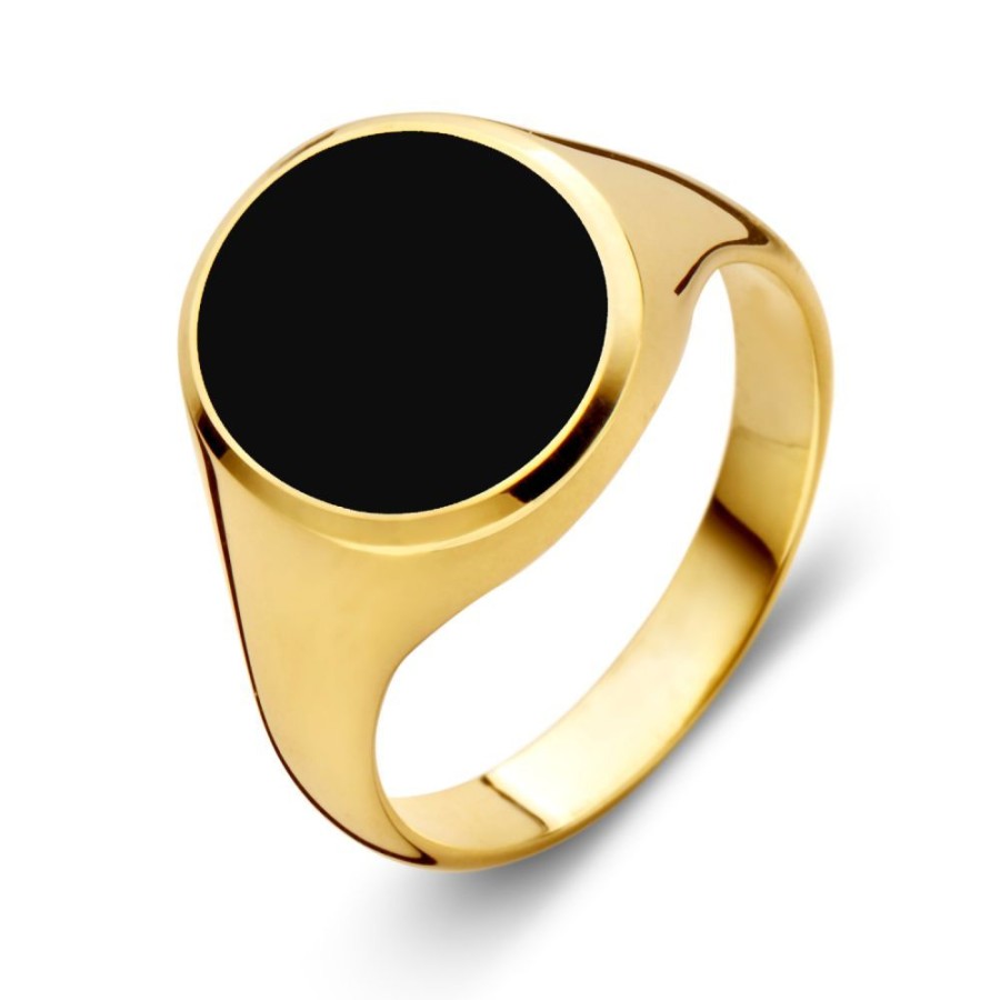 Ringen Excellent Jewelry | Zegelring Ovaal Onyx Massief