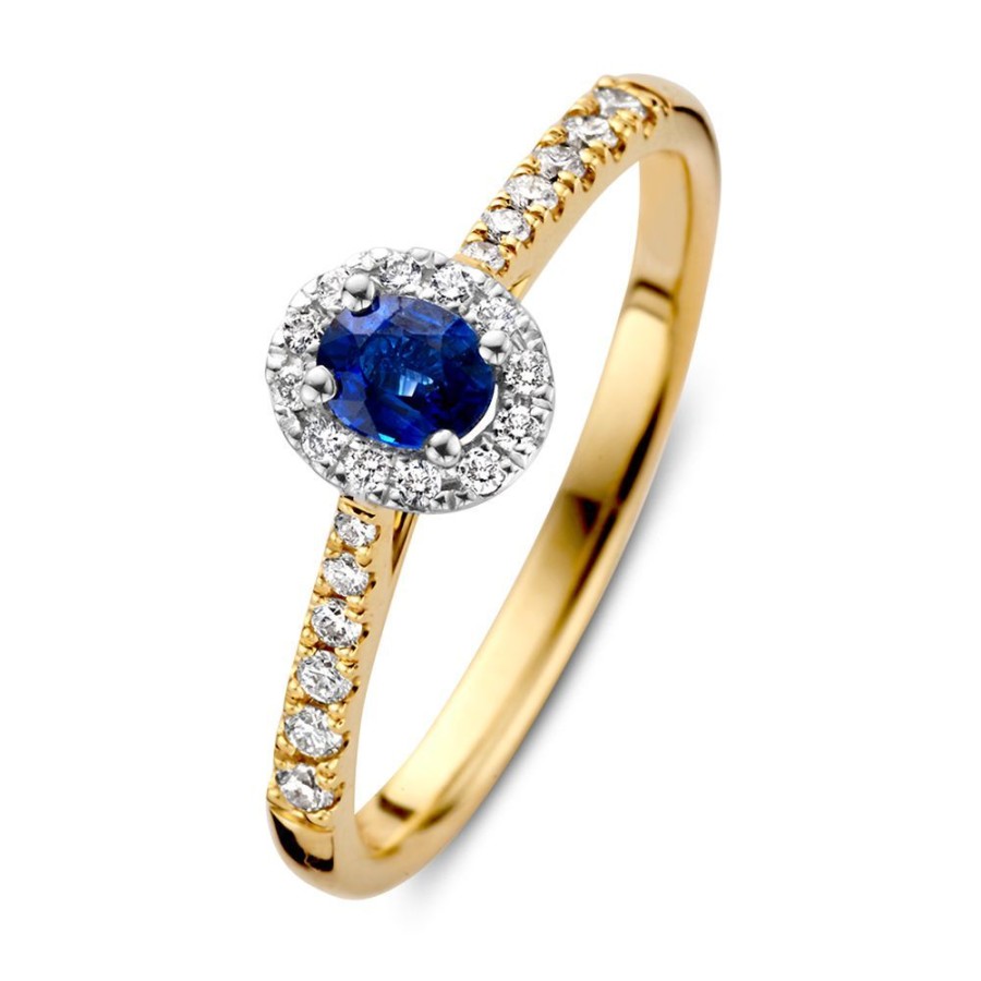 Ringen Excellent Jewelry | Ring Bicolor Briljant + Saffier