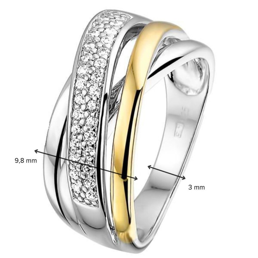 Ringen Excellent Jewelry | Ring Zilver/Goud Zirkonia